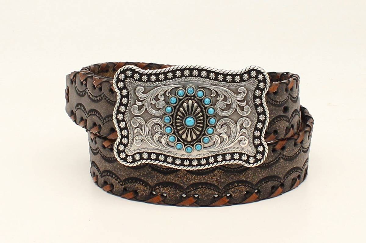 Ariat Lace Edge Stamped Belt with Rectangle Buckle- Ladies