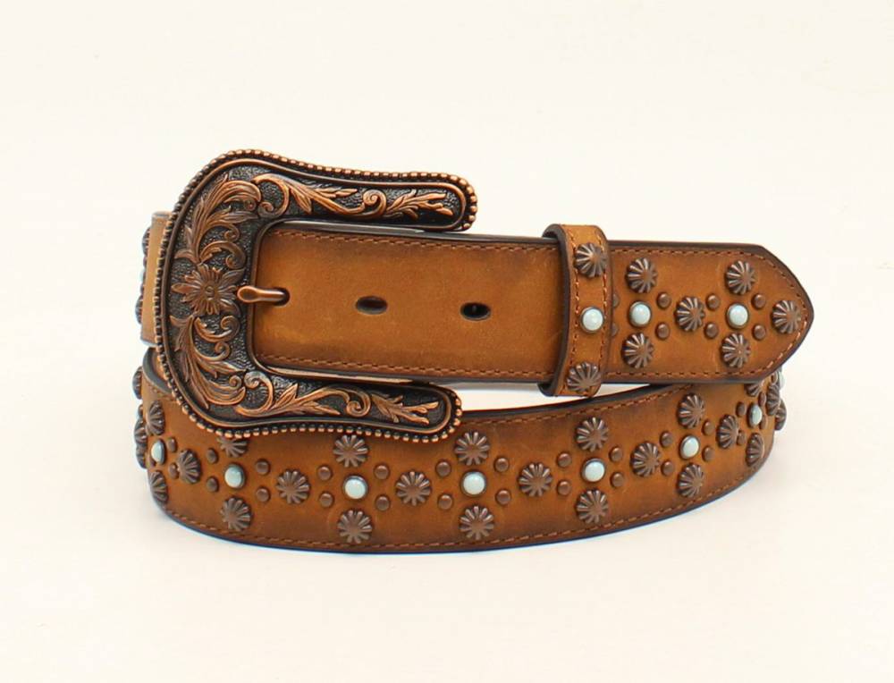 Ariat Floral Dot Western Belt And Buckle- Ladies