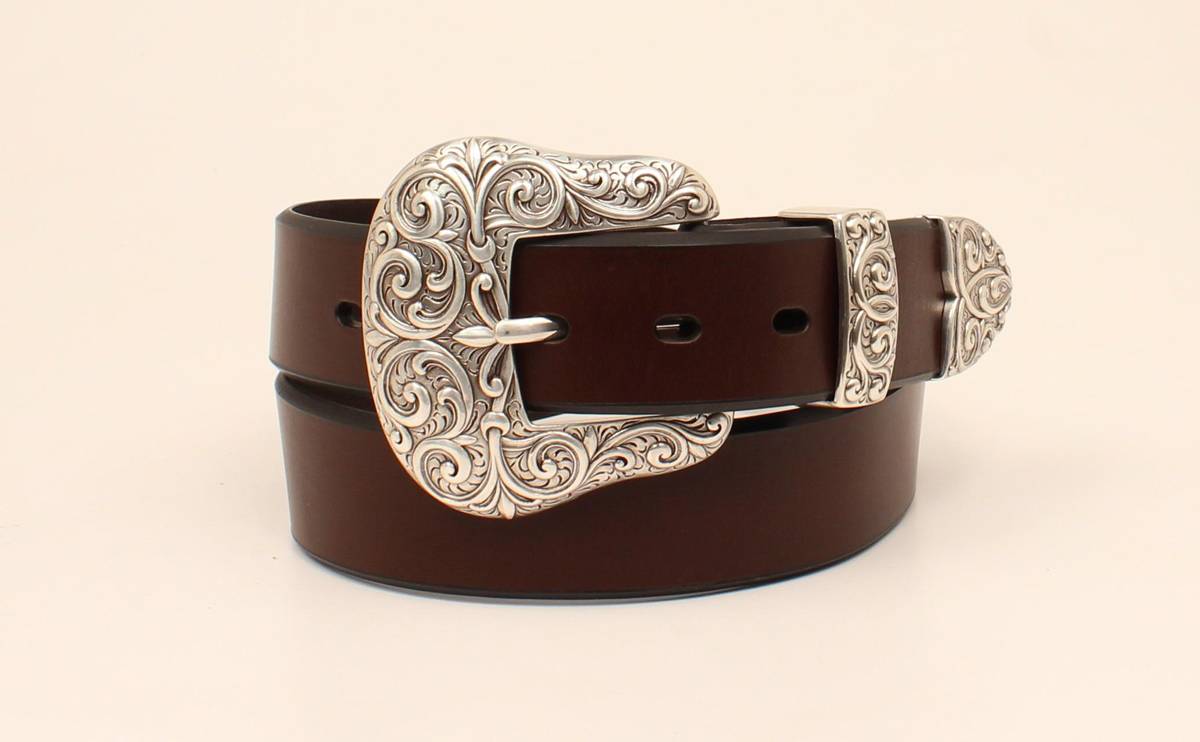 Ariat Three Piece Scrolled Buckle And Plain Belt- Ladies