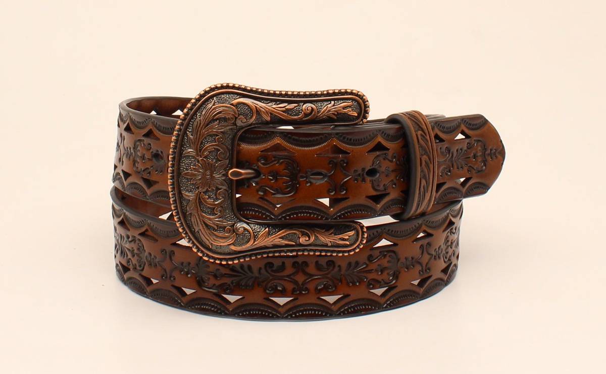 Ariat Leather Pattern Belt And Buckle- Ladies