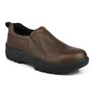 Roper Oiled Leather Slip On Shoes - Mens, Brown