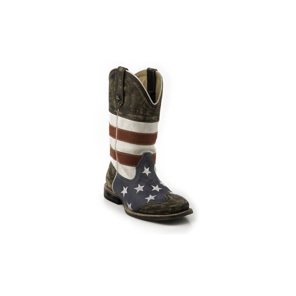 Roper American Flag Square Toe Western Boot- Kid's