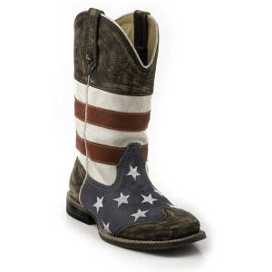 Roper American Flag Square Toe Western Boot- Kid's