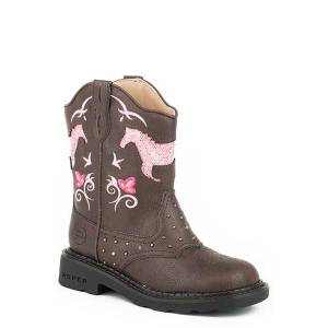Roper Horse Flowers Light Up Western Boot- Girl's