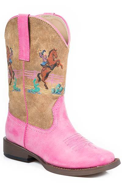Roper Cowgirl Rider Square Toe Western Boot- Girl's