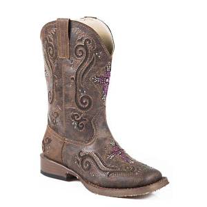 Roper Faith Square Toe Western Boot- Girl's