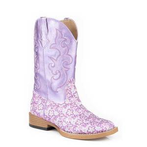 Roper Lavender Wide Square Toe Western Boot- Girl's