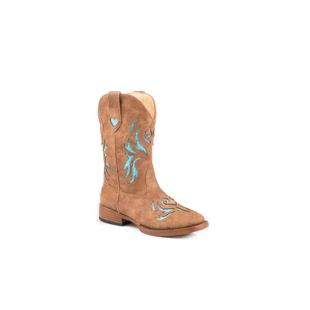 Roper Glitter Breeze Wide Square Toe Western Boot- Girl's