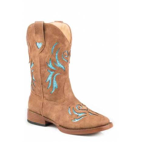 Roper Glitter Breeze Wide Square Toe Western Boot- Girl's