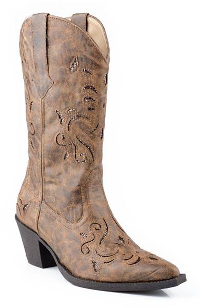 Roper Chloe Snip Toe Glitter Fashion Western Boot- Ladies