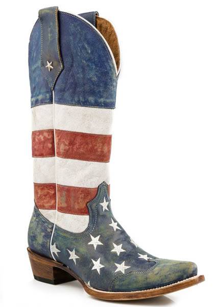 Roper Americana Flag Snip Toe Western Boot- Ladies