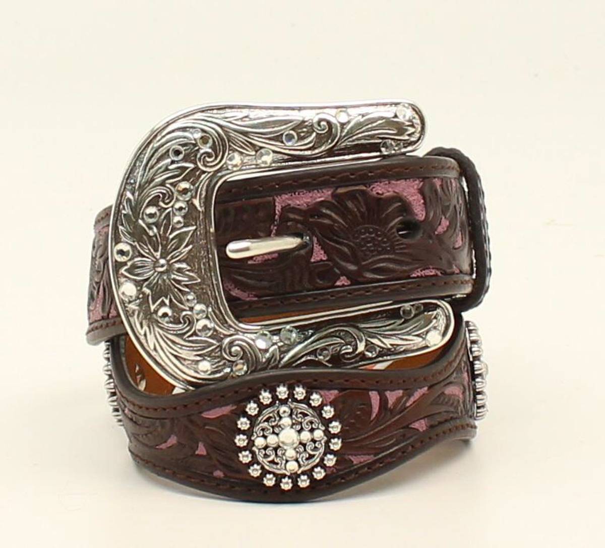 Ariat Tooled Overlay and Round Concho Rodeo Wallet Light Brown