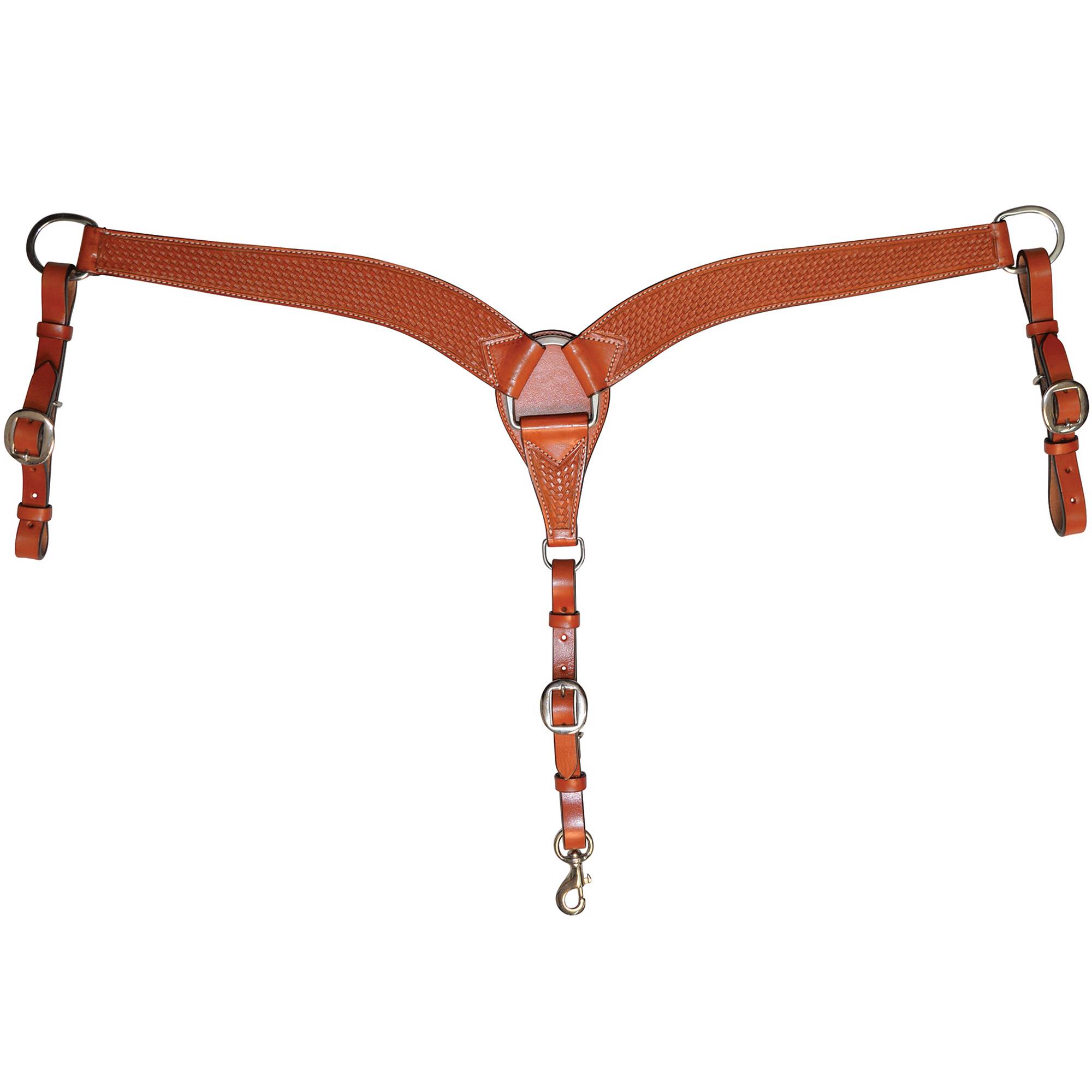 Circle Y Shaped Basket Tooled Breast Collar