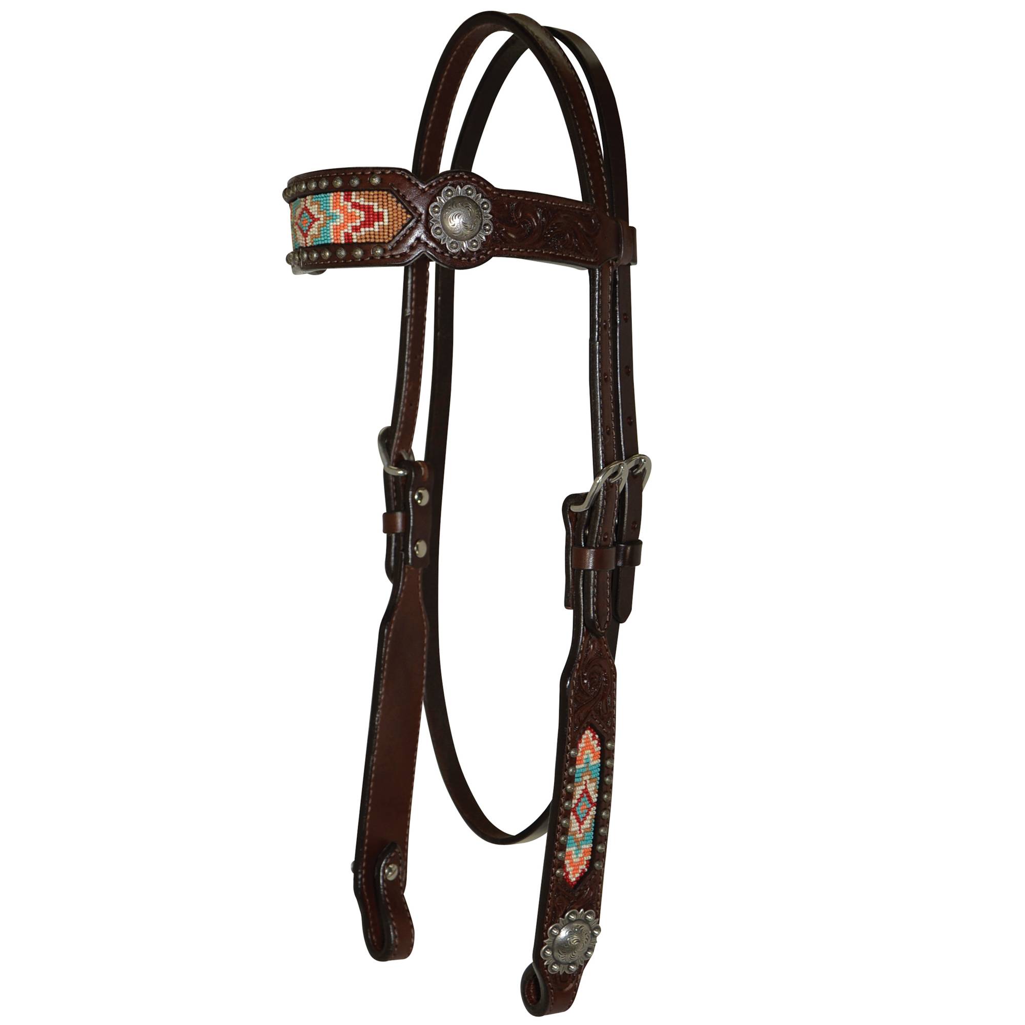 5-850200 Circle Y Bead Inlay Floral Concho Browband Headsta sku 5-850200