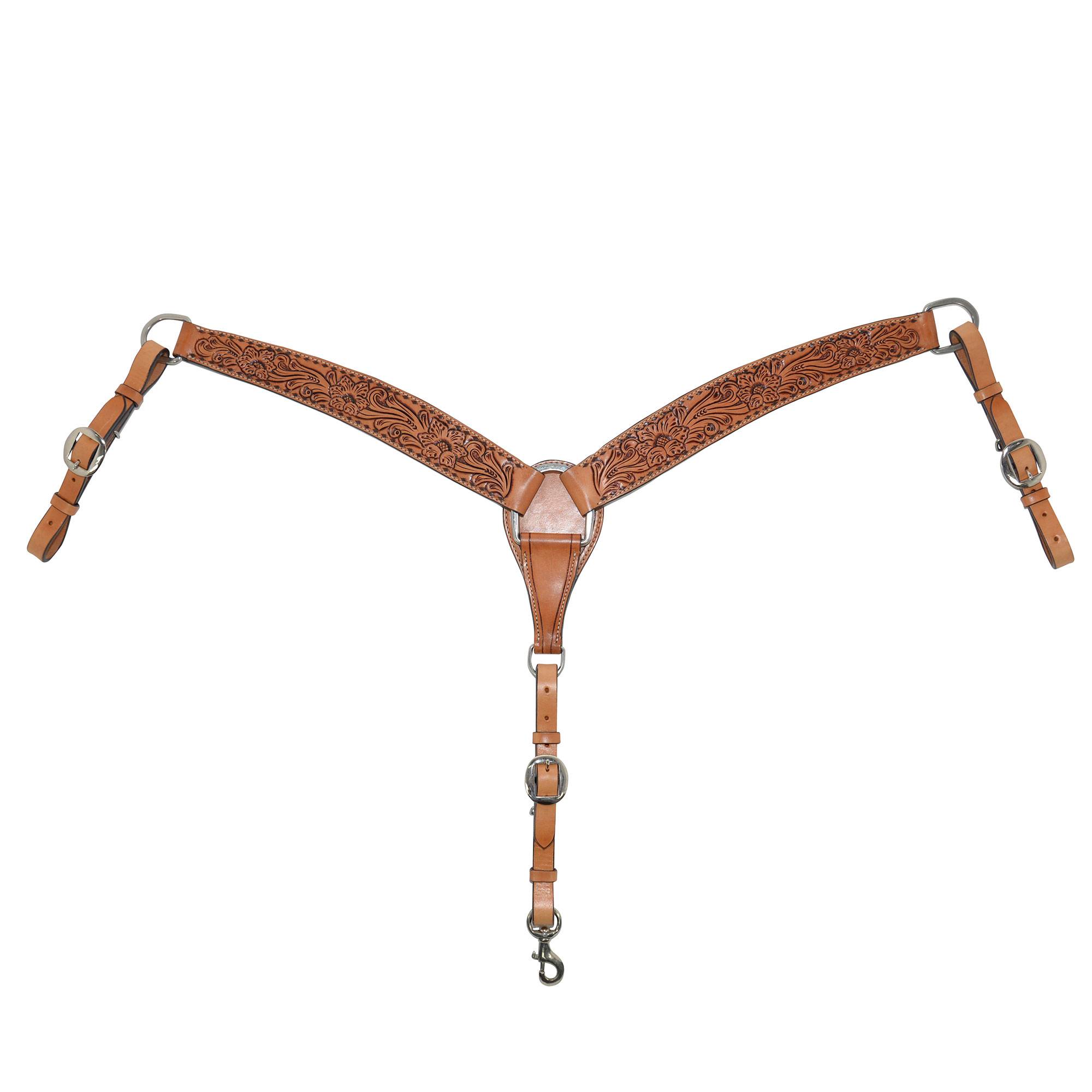 Circle Y Floral Tooled Buckstitch Breast Collar