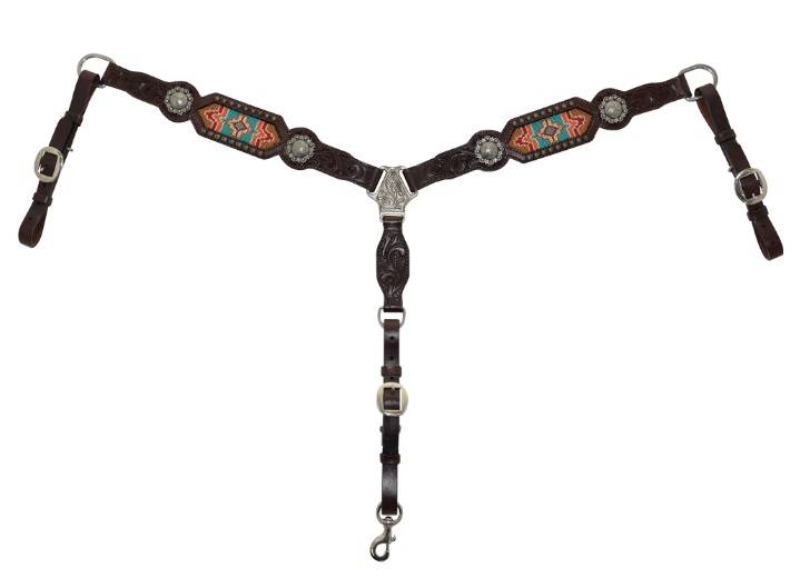 Circle Y Bead Inlay Floral Concho Breast Collar