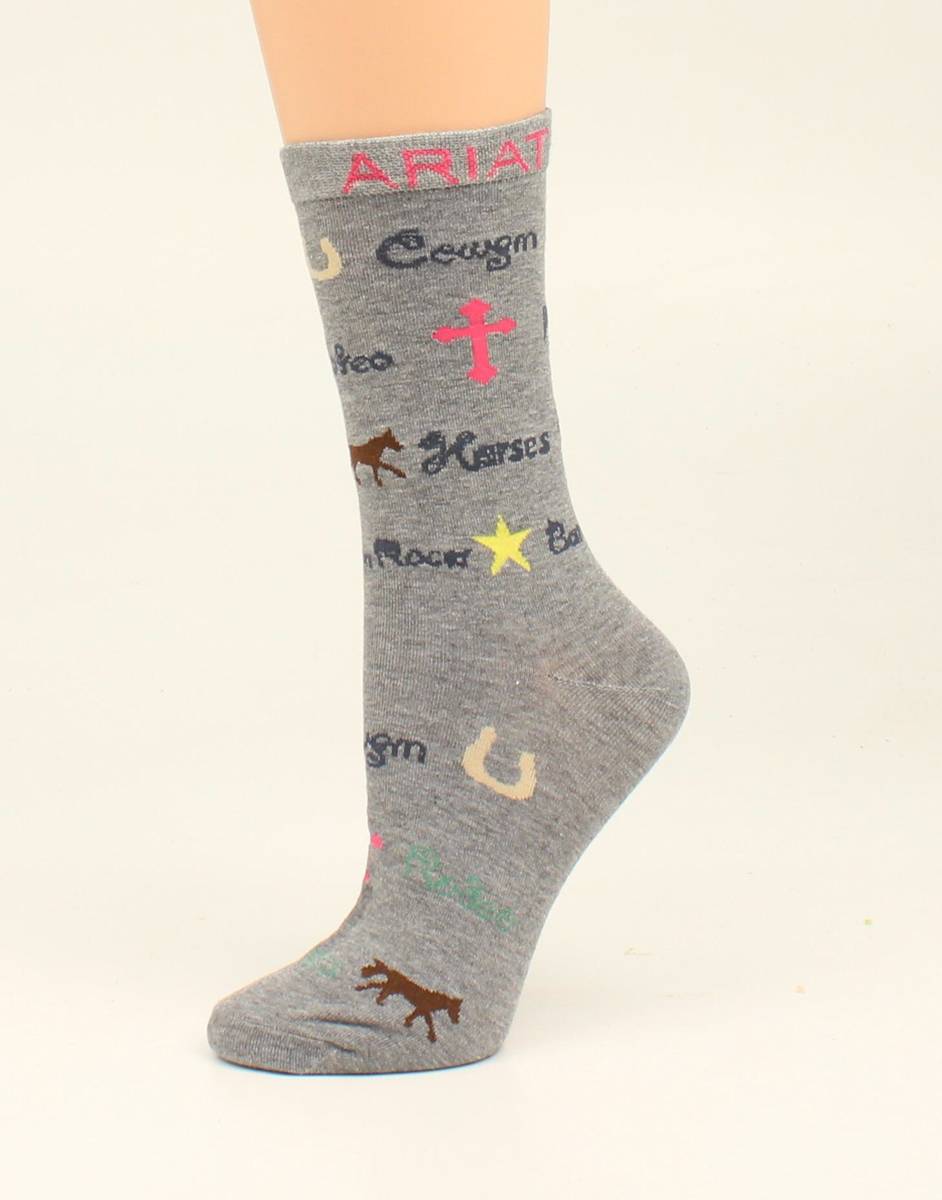 Ariat Cowgirl Print Crew Sock - Ladies