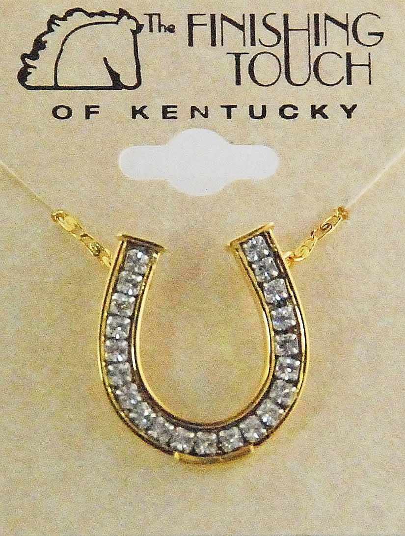 Western Edge Channel Set Crystal Stones Horseshoe Gold Plated Necklace