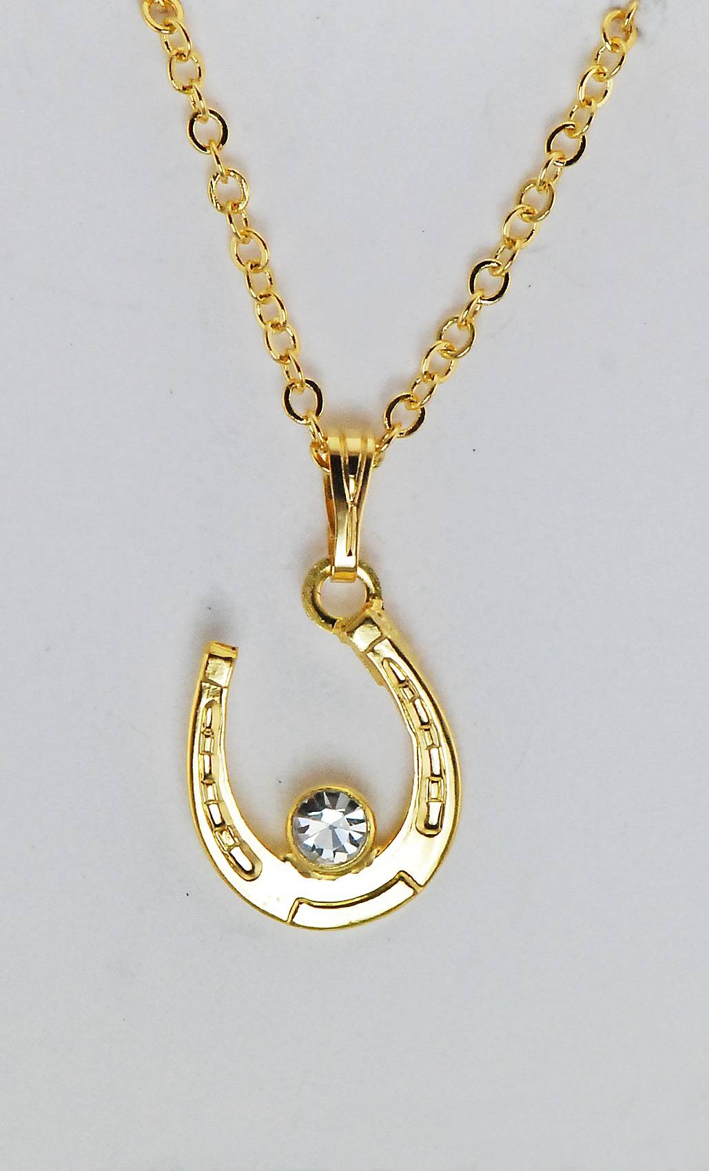 Western Edge Crystal Stone Accent Horseshoe Gold Plated Necklace