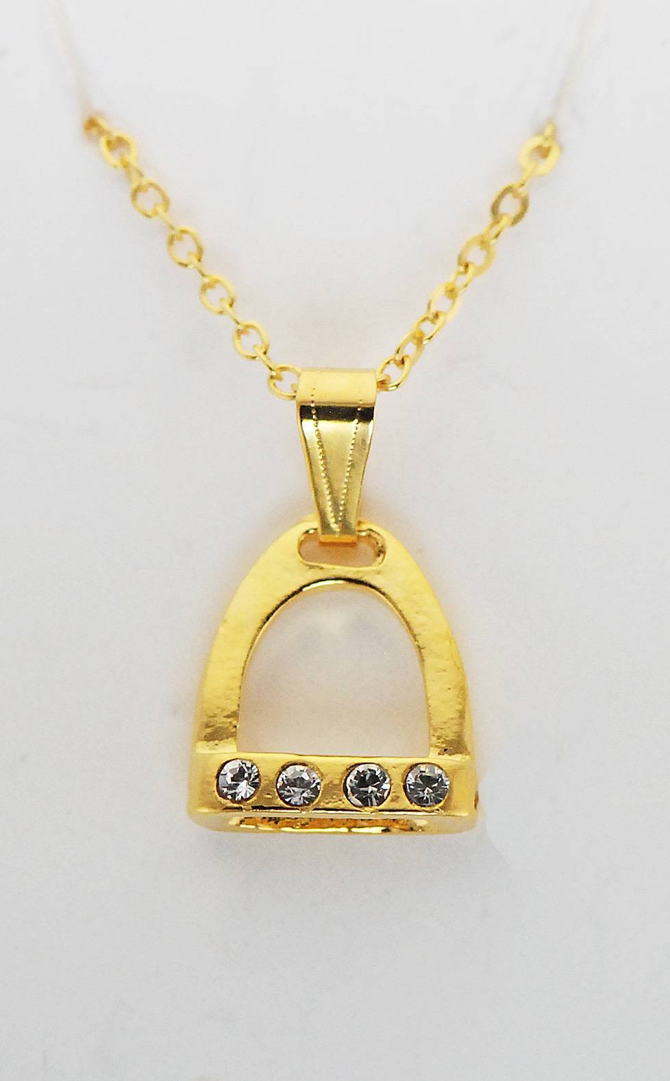 Western Edge Crystal Accent Stirrup Gold Plated Necklace