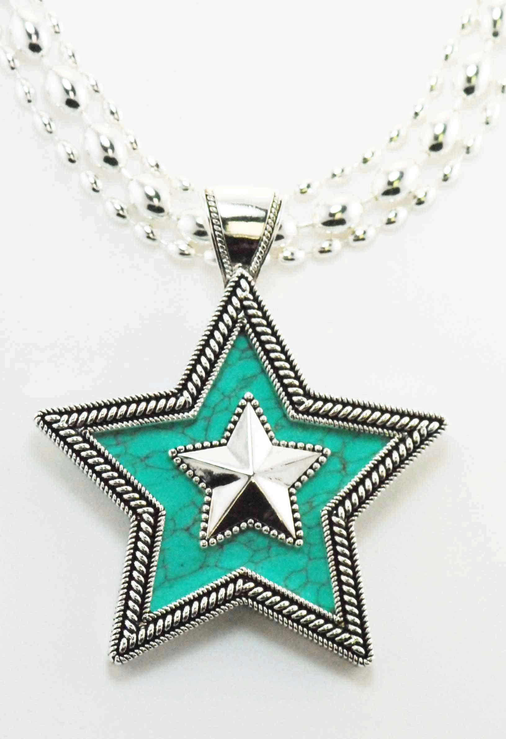 Western Edge Crystal Double Star  Necklace