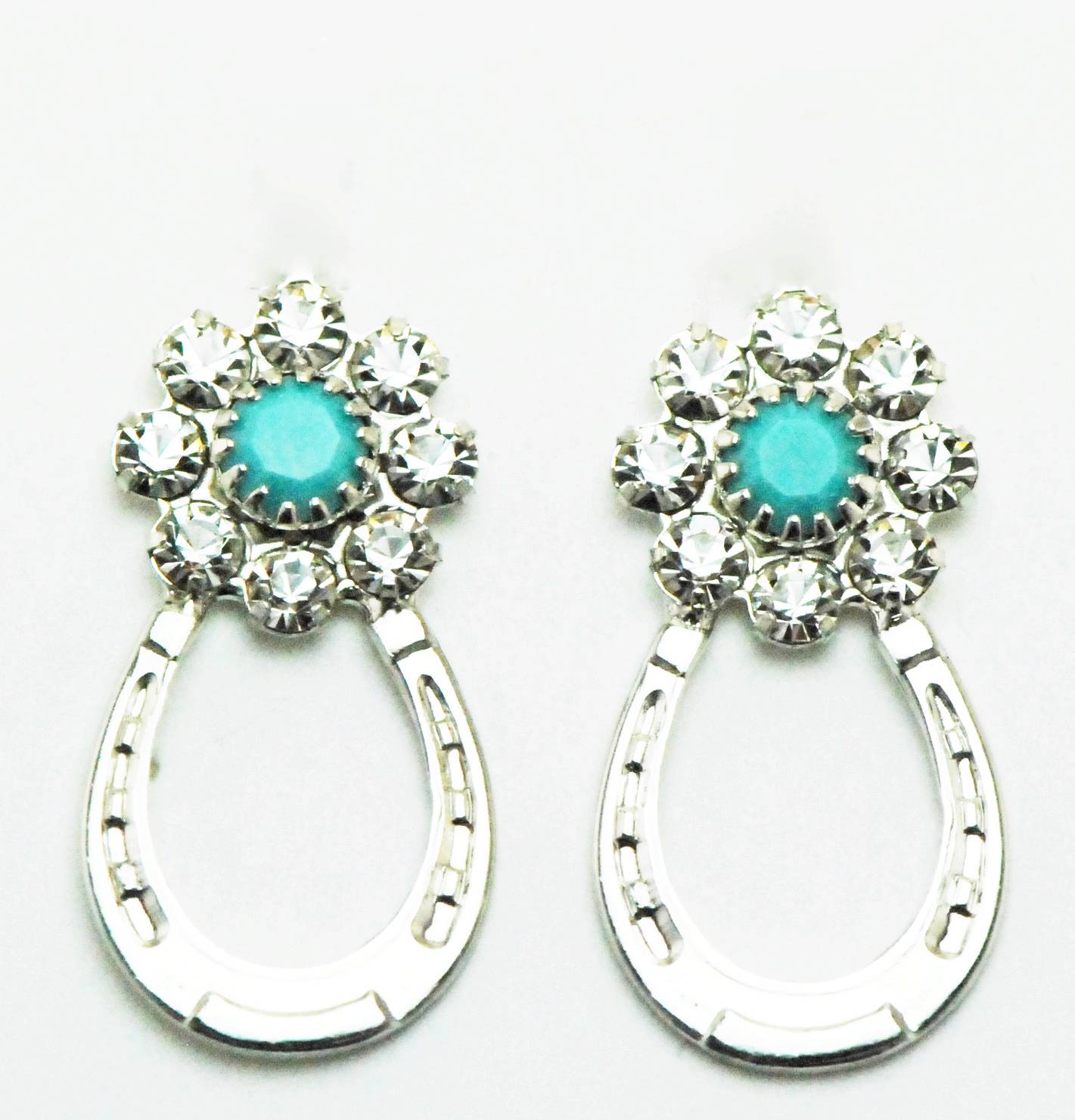 Western Edge Crystal Flower Horseshoe Earrings