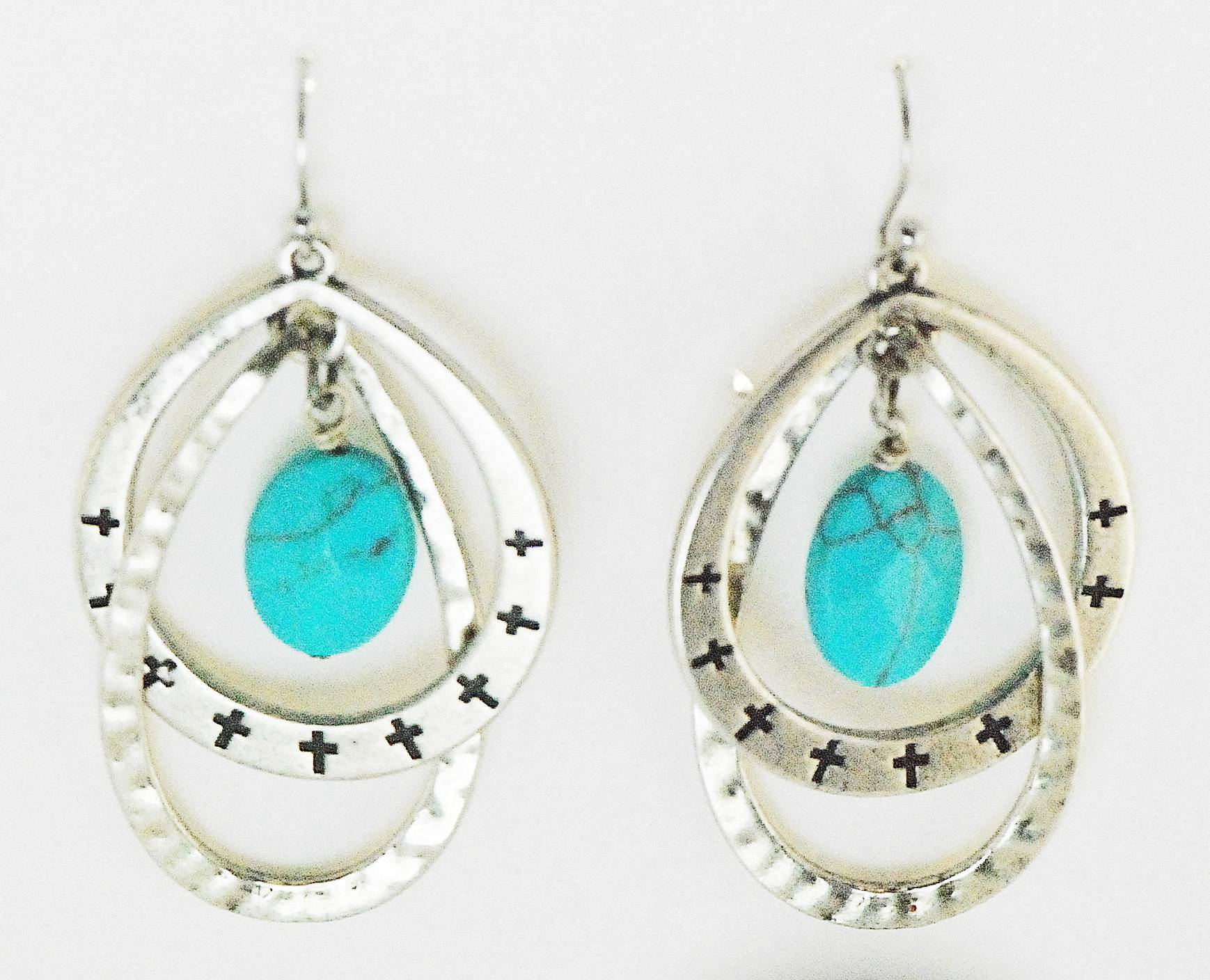 Western Edge Double Hoop And Bead Earrings