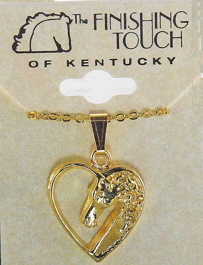 Western Edge Horsehead In Heart Necklace