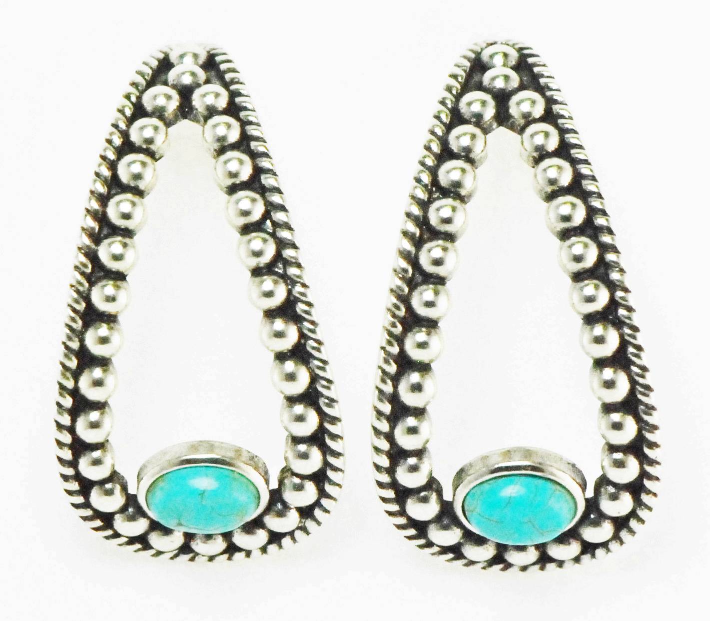 Western Edge Imitation Stone Beaded Oval Earrings