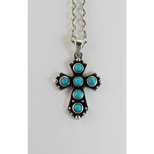 Western Edge Imitation Stone Cross Necklace