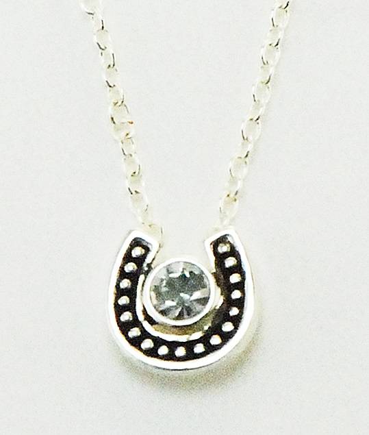 Western Edge Necklace, Small Horseshoe Crystal