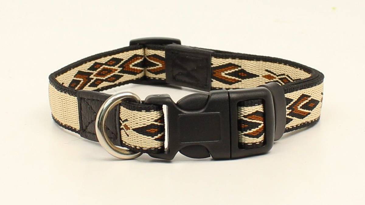 5-851460 DBL Barrel 3/4 Woven Run Diamond Dog Collar - Tan sku 5-851460