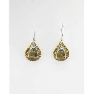 Finishing Touch Stirrup with Stone On Textured Teardrop French Wire Earrings