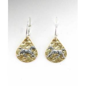 Finishing Touch Trotting Horse On Textured Teardrop French Wire Earrings