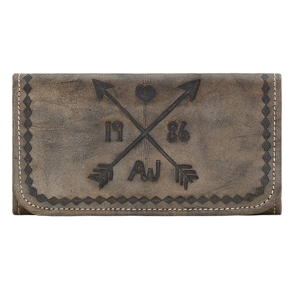 American West Ladies Cross My Heart Tri-Fold Wallet