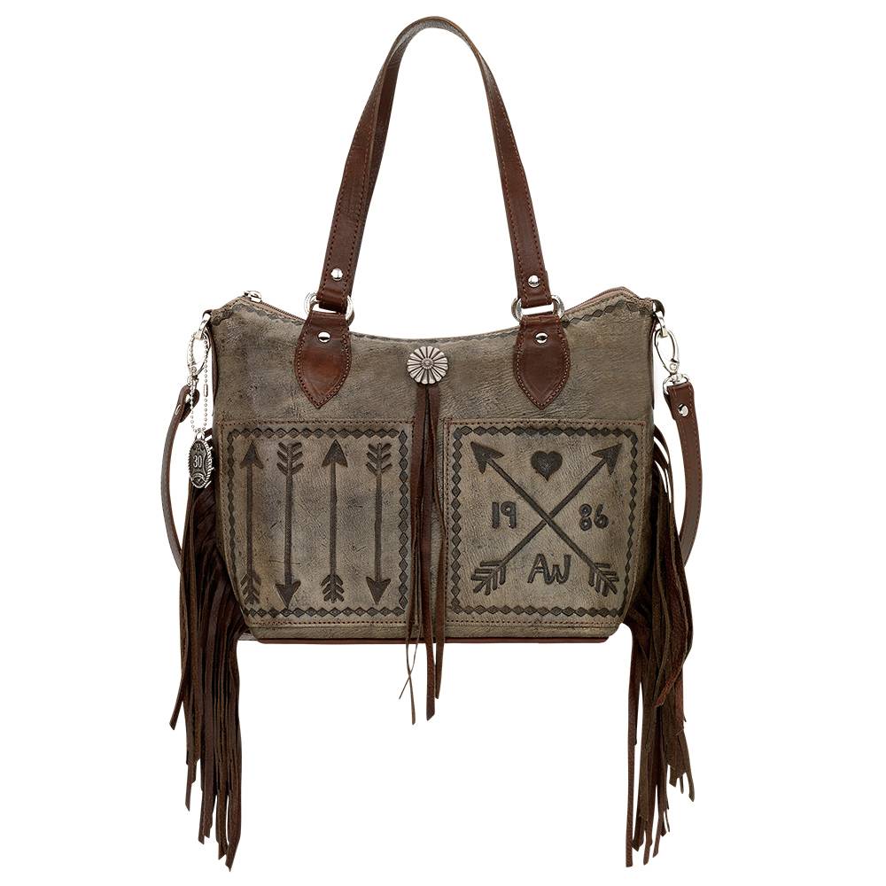 American West Convertible Cross My Heart Zip Top Bucket Tote