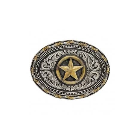 Montana Silversmiths Rope & Barb Wire Impressions Lone Star Attitude Buckle