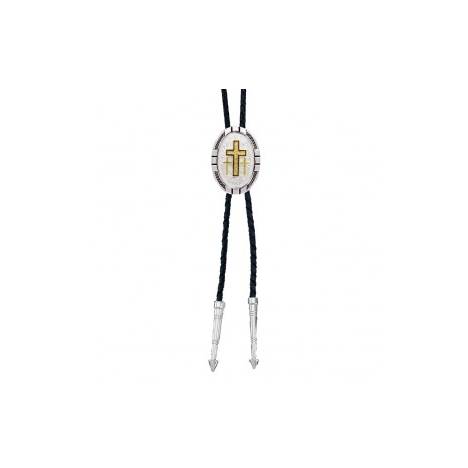 Montana Silversmiths New Traditions Four Directions Bolo Tie with Triple Cross Figure