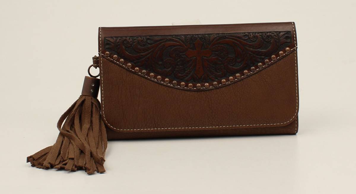 Nocona Amelia Cross Tooled Fringed Clutch