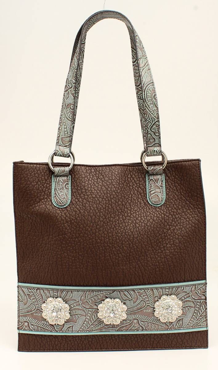 Nocona Myra Embossed Fringe And Concho Tote