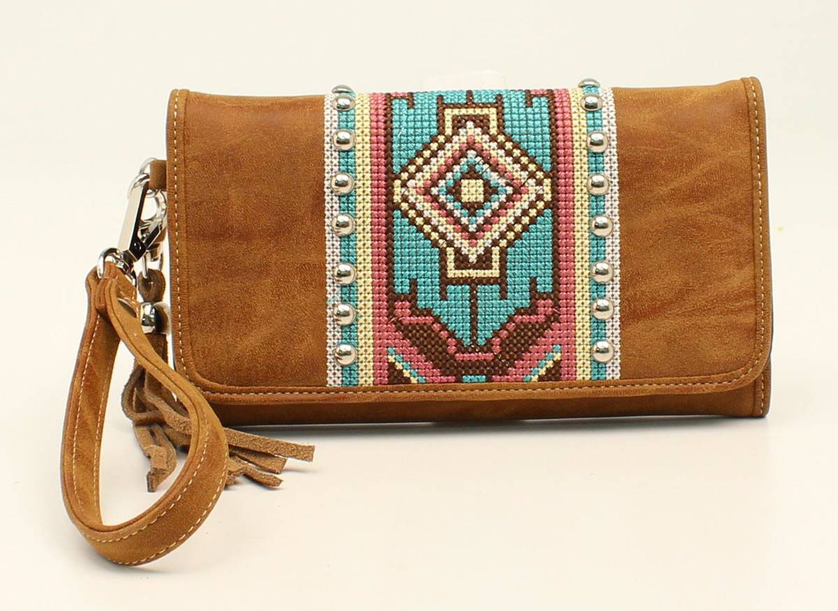 5-855154 Nocona Shania Aztec Ribbon Fringe Clutch sku 5-855154