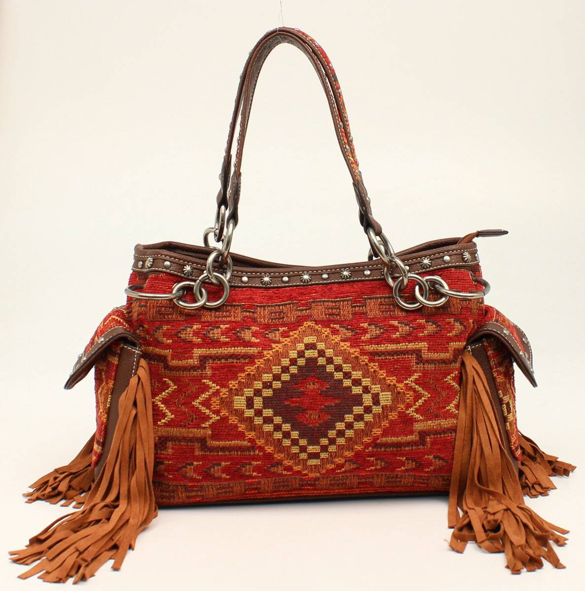 Nocona Sierra Indian Blanket Fringe Satchel