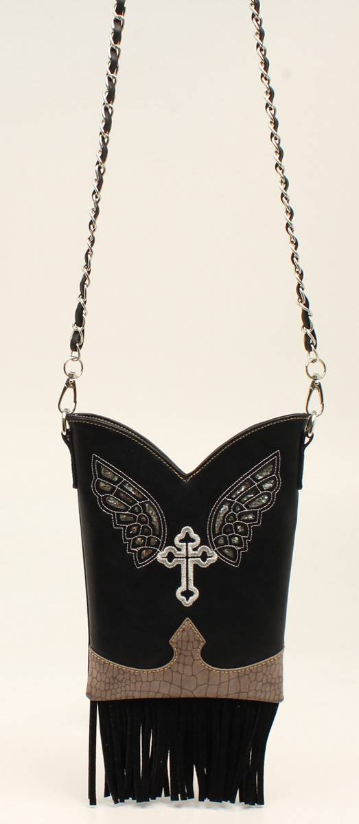 Nocona Bmb Cross And Wings Fringe Crossbody