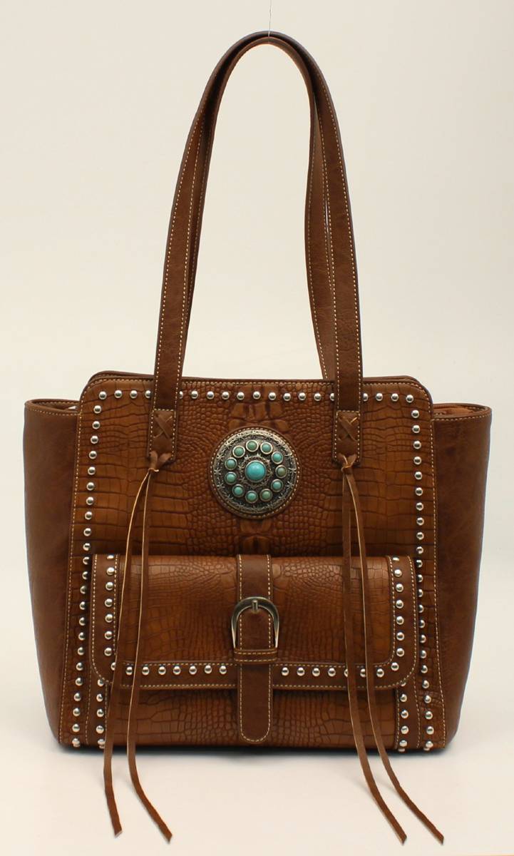 Nocona Charlotte Croc Nailhead Stone Concho Tote