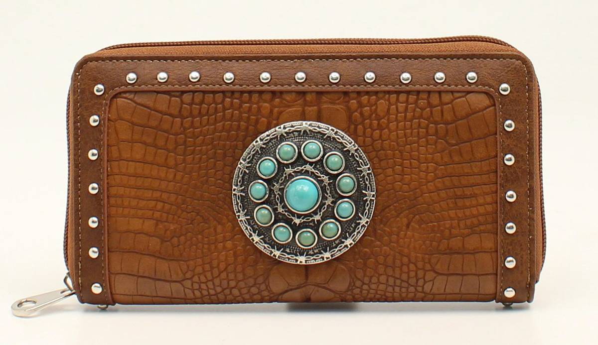 5-855172 Nocona Charlotte Croc Nailhead Stone Concho Zip Wa sku 5-855172