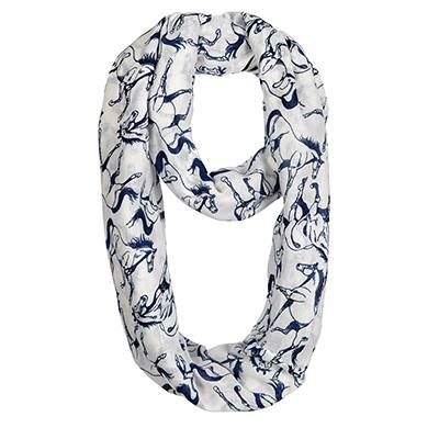 Textured Linear Horses Infinity Scarf - Ladies