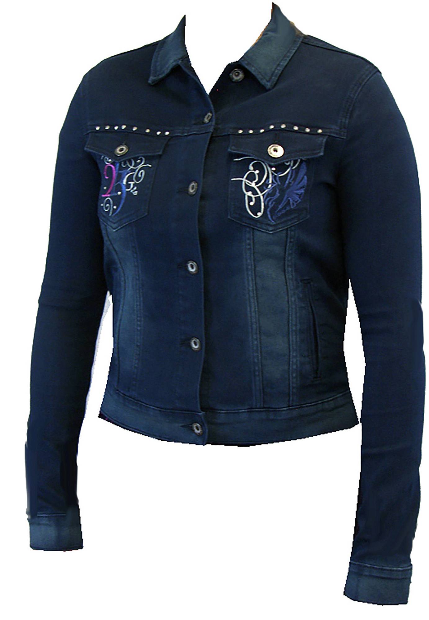 2kGrey Denim Embroidered Jacket - Ladies