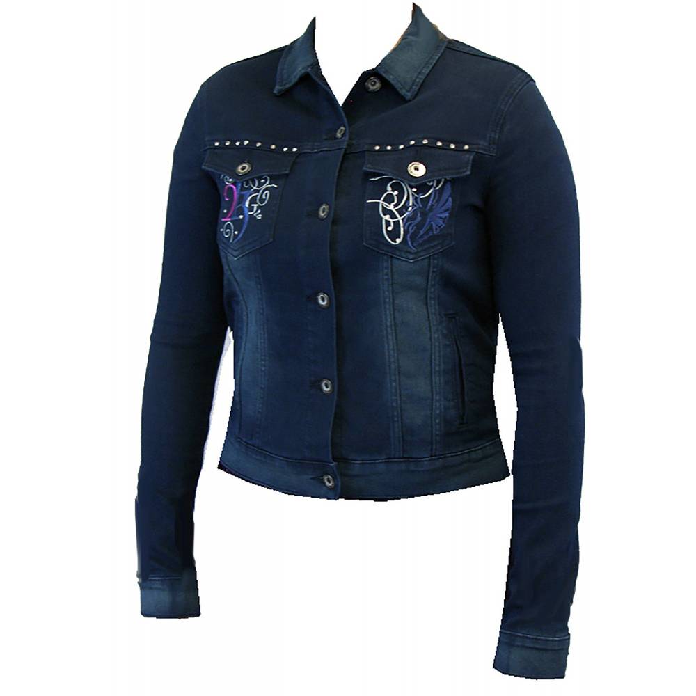 2kGrey Ladies Denim Embroidered Jacket EquestrianCollections