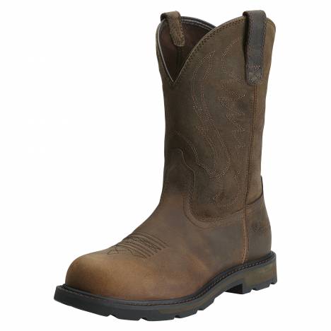 Ariat Mens Groundbreaker Steel Toe Pullon Boots - Brown