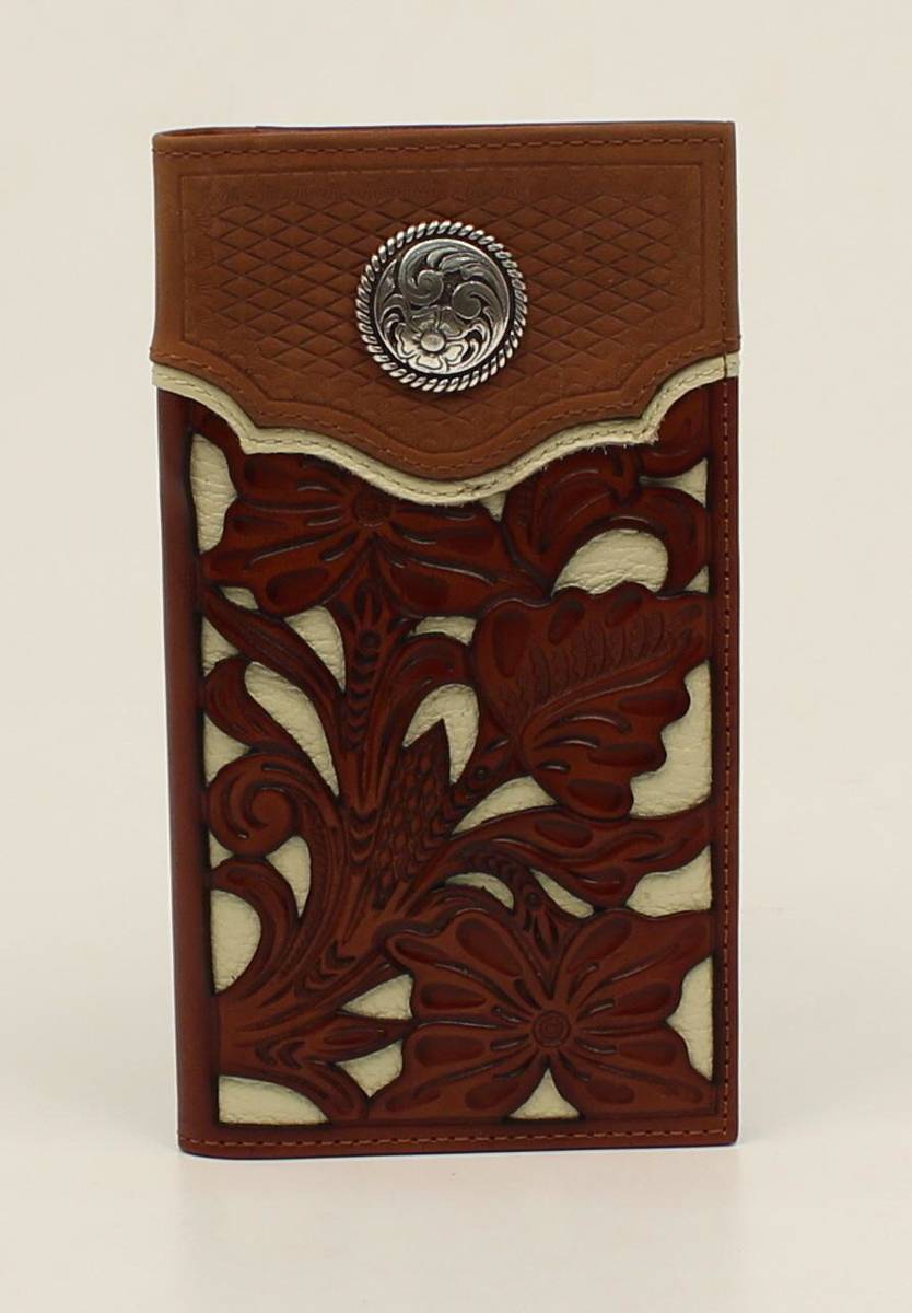 Nocona Floral Overlay Basketweave Rodeo Wallet